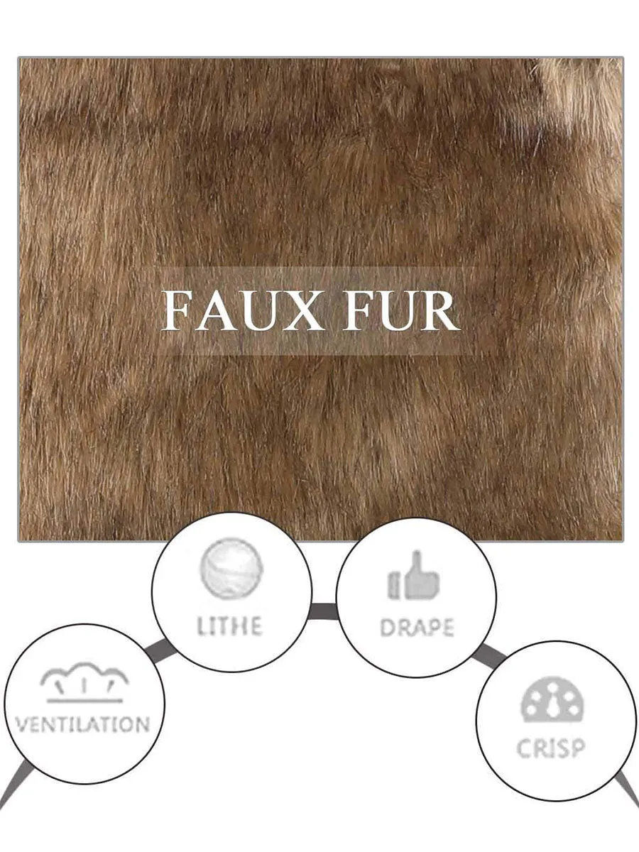 2025 Dressy Women's Brown Faux Rabbit Fur Cardigan Cape
