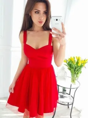 Bridelily A-Line Sleeveless Straps Tulle With Ruffles Short/Mini Dresses