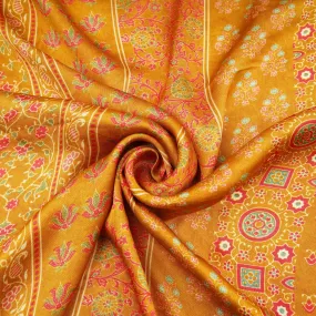 Brown Patch Print Bemberg Silk Fabric 20876