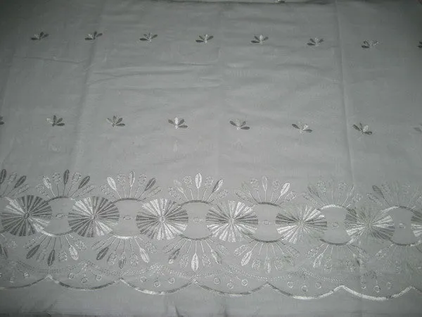 cotton voile fabric~White with embroidery-5 yards