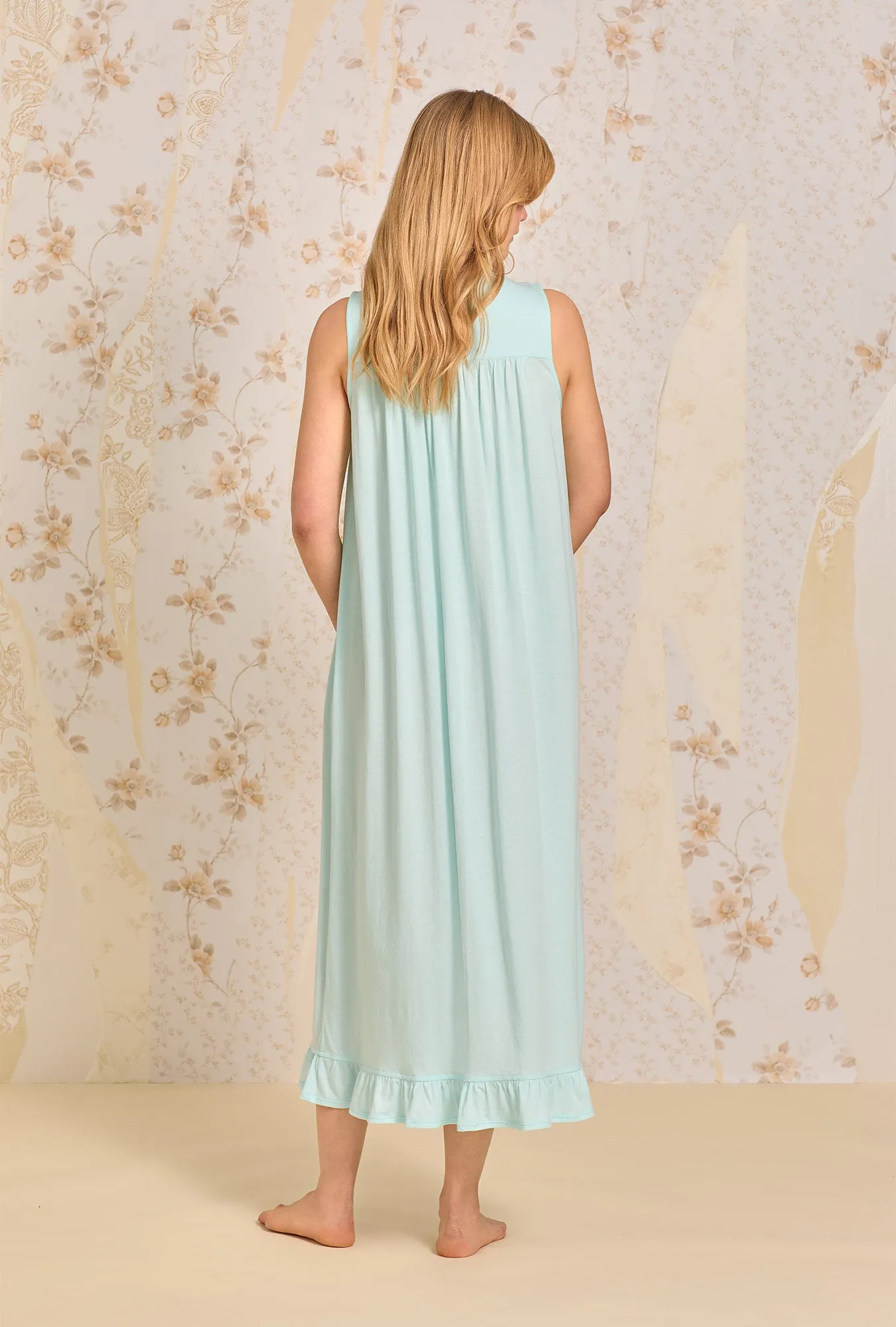 Dream Aqua Solid "Eileen" Knit Nightgown