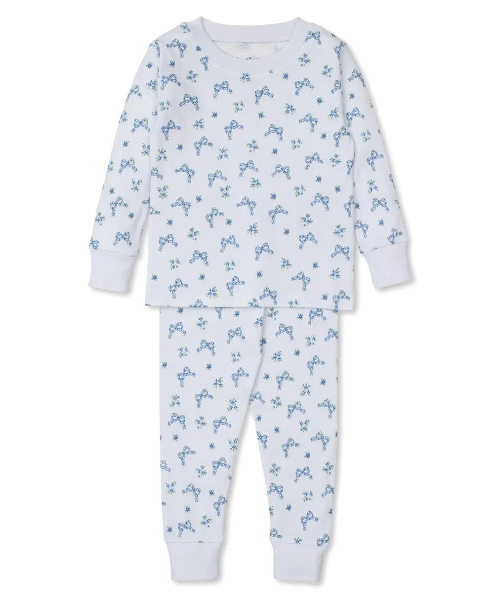 Kissy Kissy Girls Snug Fit Long Pajamas - Blue Blooming Bows