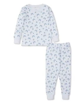 Kissy Kissy Girls Snug Fit Long Pajamas - Blue Blooming Bows