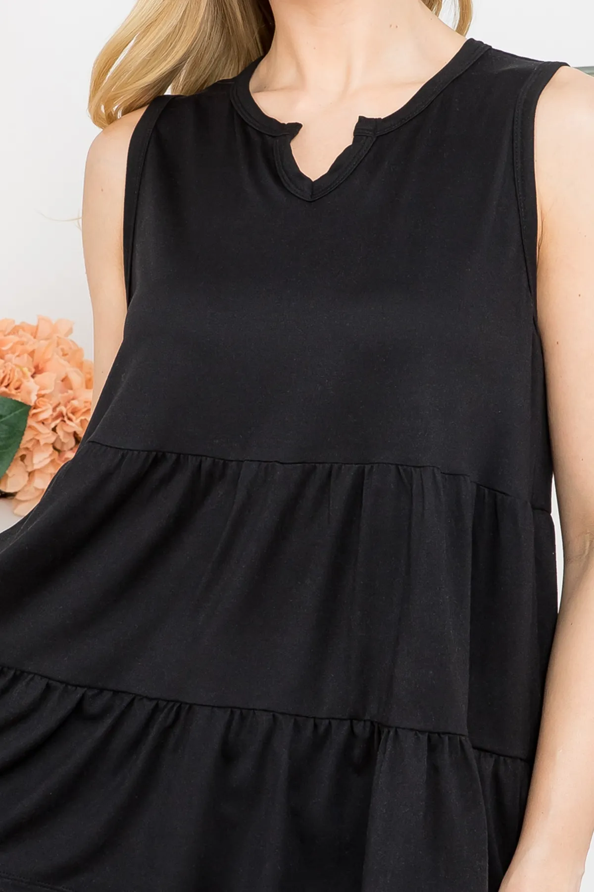 Knotch Neckline Tank Top