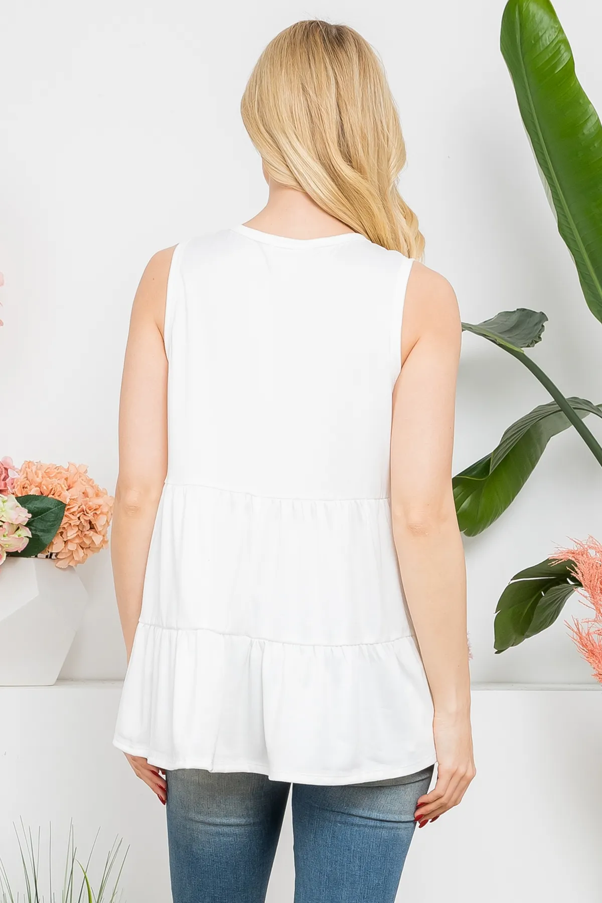 Knotch Neckline Tank Top