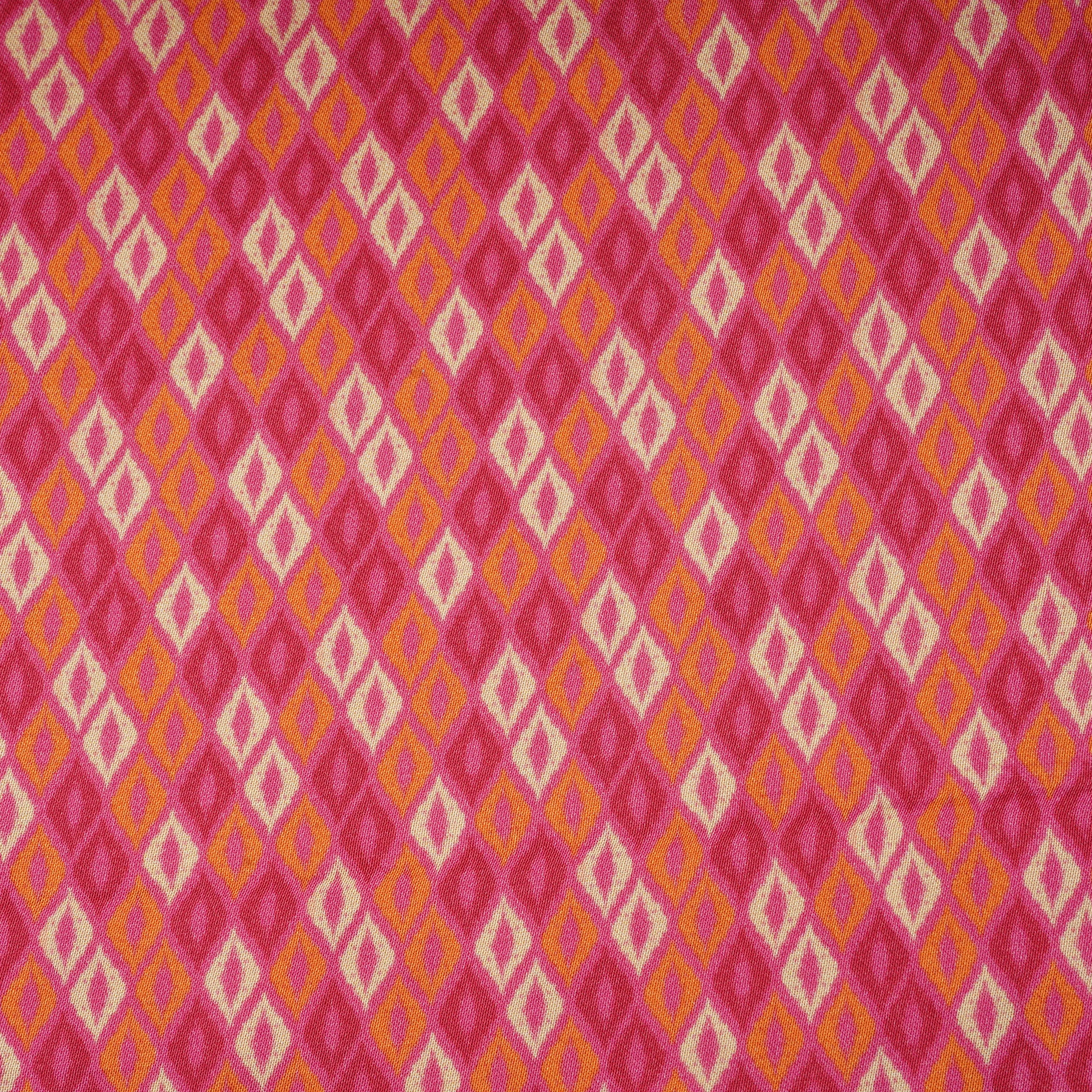 Pink Geometrical Print Bemberg Silk Fabric 20872