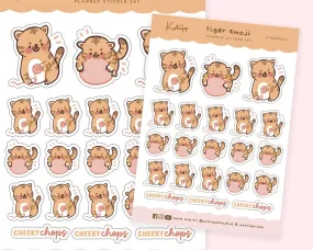 Playful Cute Tiger Emoji Planner Stickers - TIGER004