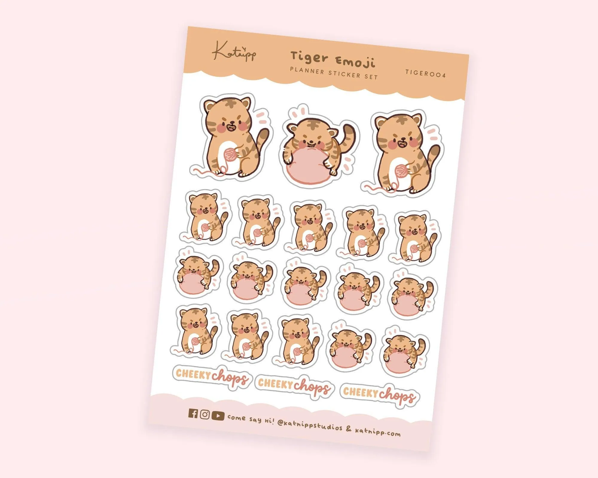 Playful Cute Tiger Emoji Planner Stickers - TIGER004