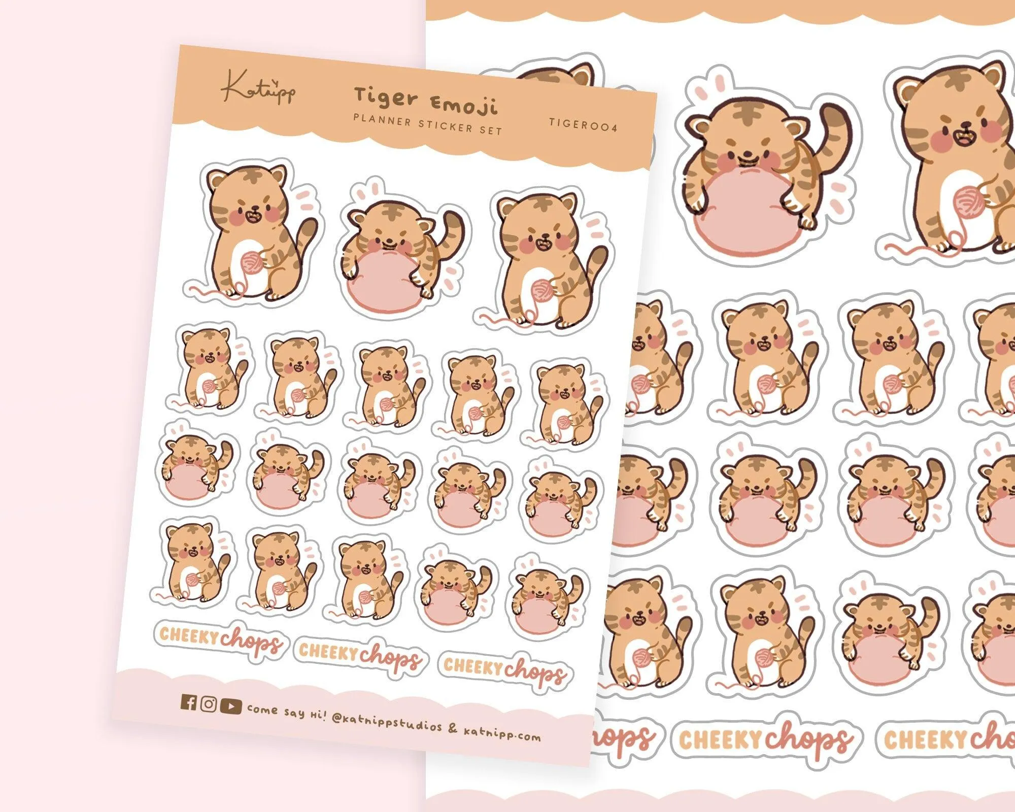 Playful Cute Tiger Emoji Planner Stickers - TIGER004