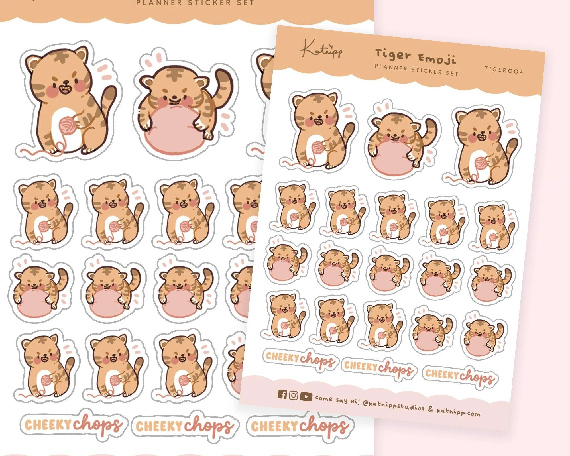 Playful Cute Tiger Emoji Planner Stickers - TIGER004