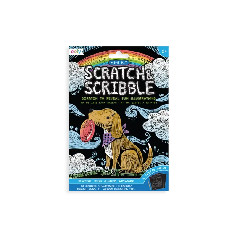 playful pups scratch and scribble mini scratch art kit