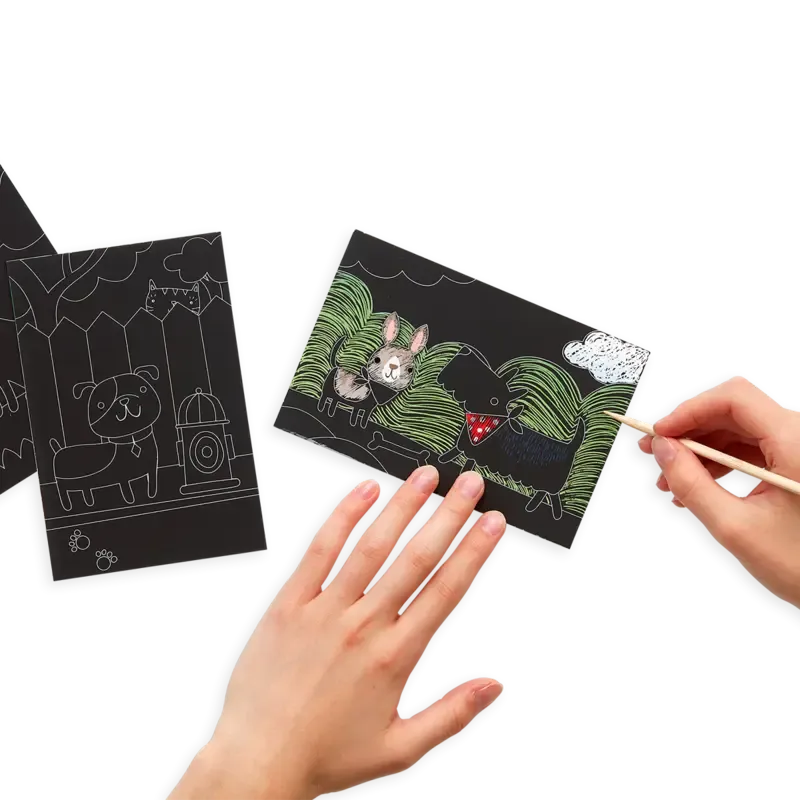playful pups scratch and scribble mini scratch art kit