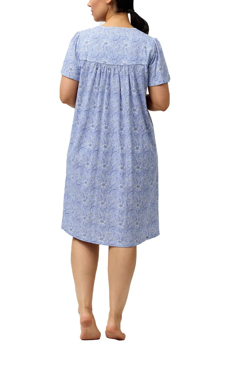 Schrank 100% Cotton Nightgown with Short Sleeve in Blue Indi SK318I