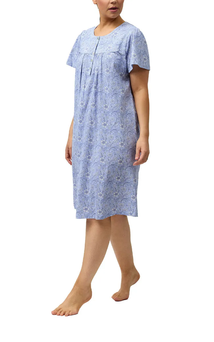 Schrank 100% Cotton Nightgown with Short Sleeve in Blue Indi SK318I
