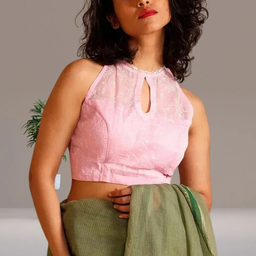 The Cameo Pink Blouse | Keyhole Styled | Breathable Cotton | Hand Block Print | Pink