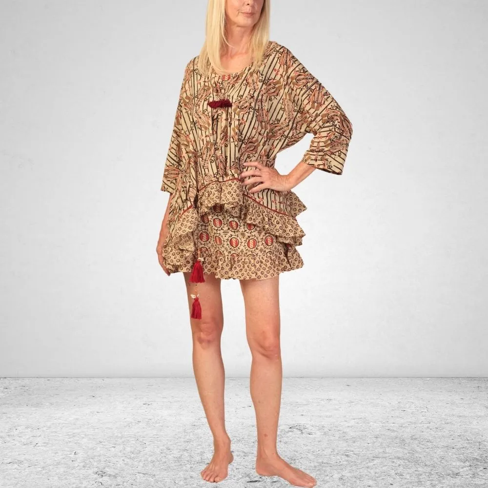 The Lara Top | Breathable Cotton | Versatile Top | Hand Block Printed | Beige