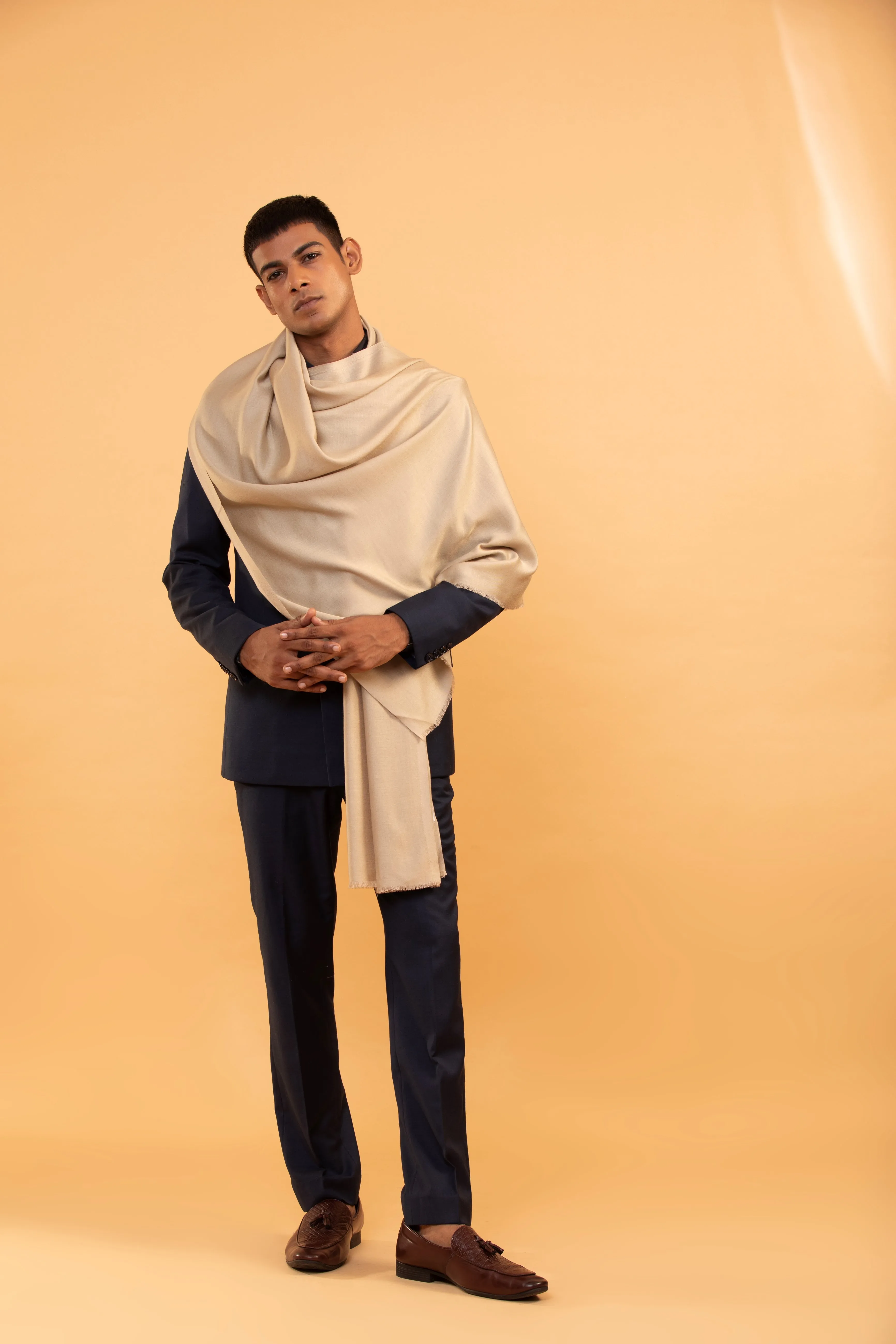 Unique Brown Viscose Shawl for Men – Lightweight Woven Stole