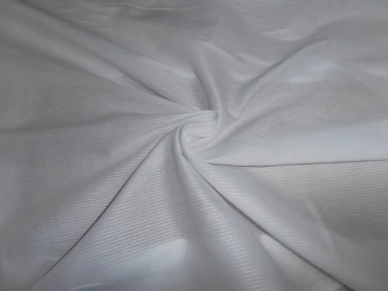 WHITE COTTON VOILE fabric 44&quot; WIDE -thin rib stripes 3mm