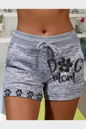 Womens Dog Mom Casual Drawstring Elastic Waist Comfy Color Shorts